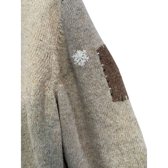 Croft & Barrow Snowman & Heart Patches Cardigan Sweater Petite PL Beige - Picture 13 of 15